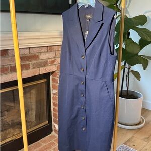 J. Crew Navy Button-Down Midi Dress